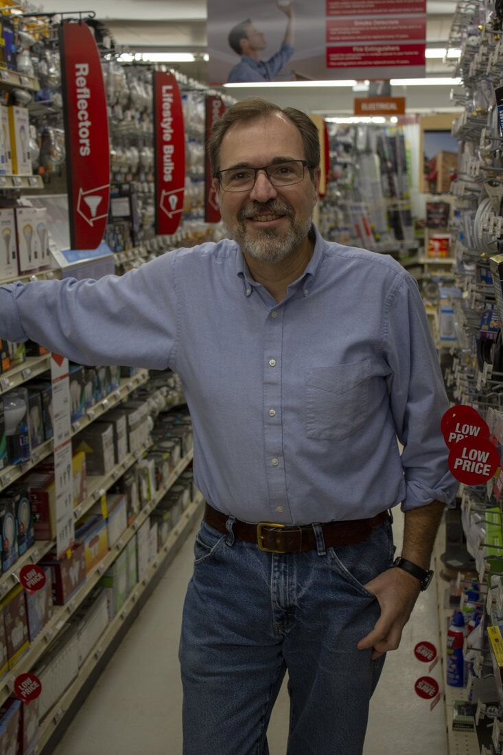 Scott Jensen has been drawing Digby’s Hardware cartoon since the first issue of *The Hardware Connection*. He is shown here at Railroad Avenue Supply in Stamford, N.Y., where he shops frequently.