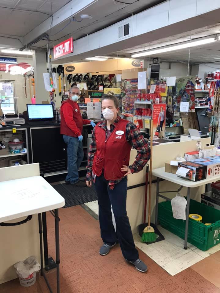 Employees at Plummer’s Ace have been wearing masks since the end of March.