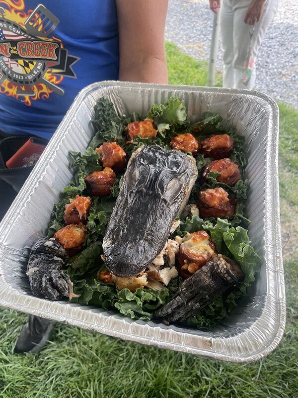 Grillers in the Smokin’ on the Creek BBQ competition can make entries in categories including beef, brisket, pork, ribs and other, which has included interesting entries such as alligator.
